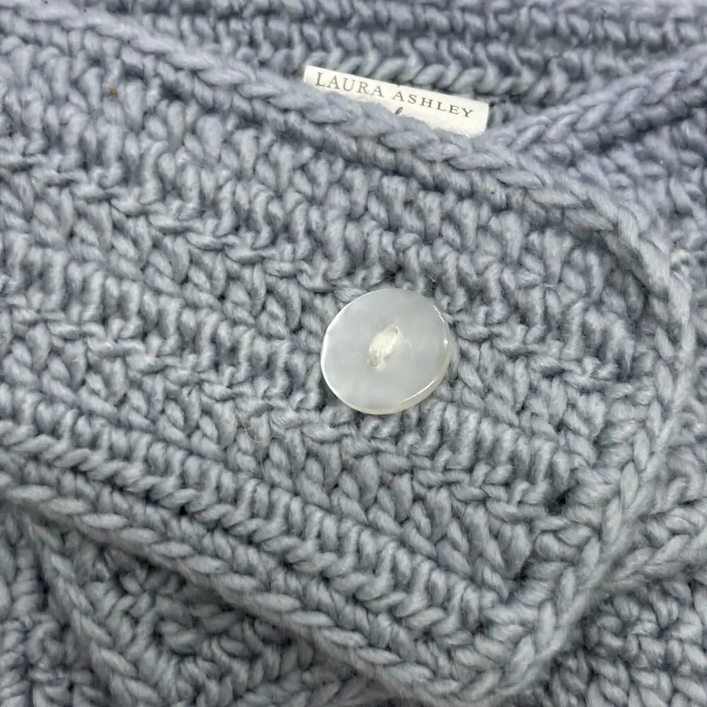Laura Ashley Baby Crochet Diaper Cover Crown Headband Gray 0-6M Photo Prop Set